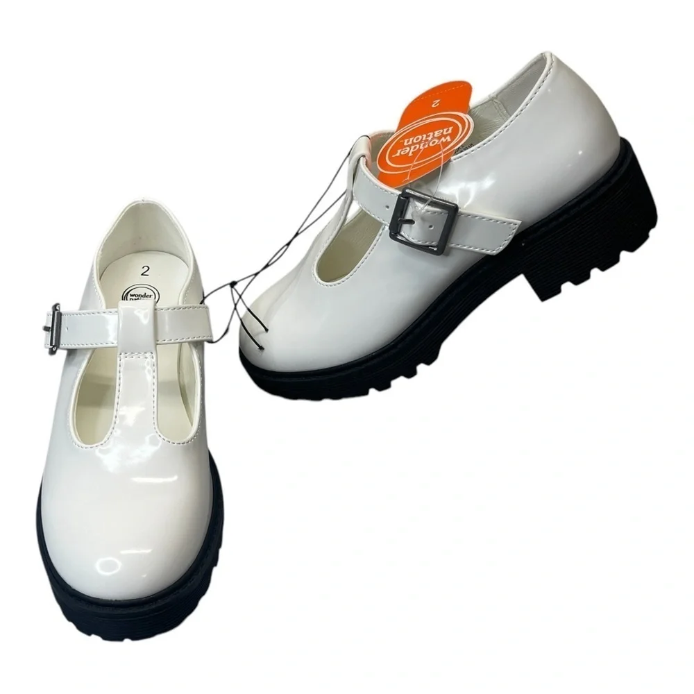 Wonder Nation White Black Soles Mary Jane Girl’s Shoe’s Memory Foam Insoles New